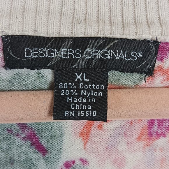 Designers Originals Floral Sweater Top Women’s XL Pink Multi Tropical Lagenlook - Picture 3 of 5